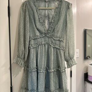 Elegant Green Floral Dress